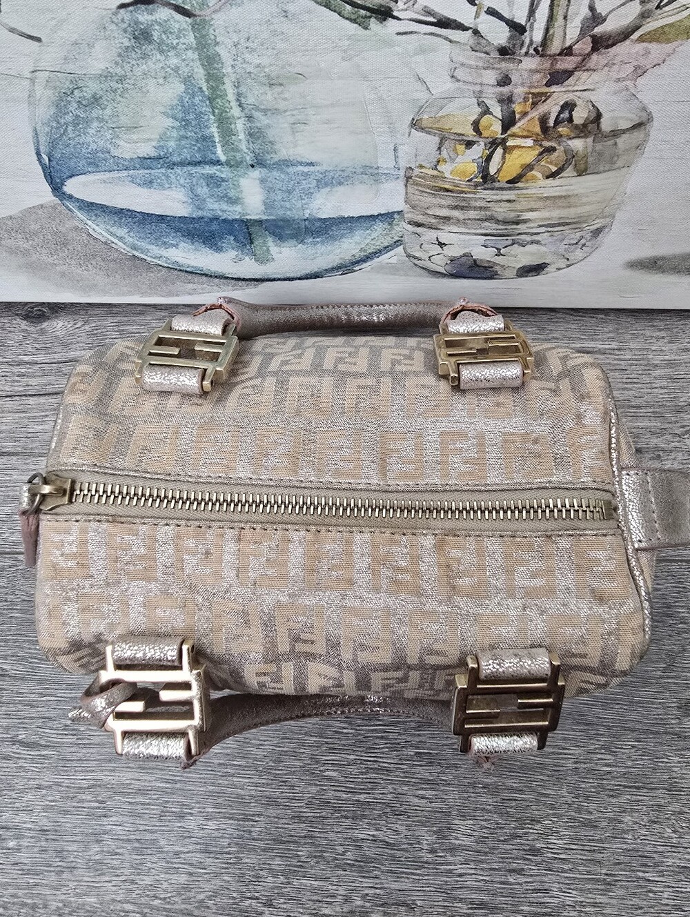 Fendi Pink & Silver FF Logo Mini Satchel Boston Bag - Picture 7 of 13